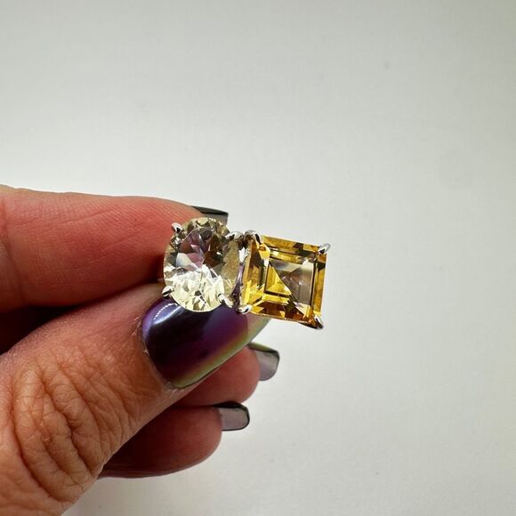 NWOT faceted cut Citrine and Prasiolite ring in 925 sterling silver! - Picture 9 of 9